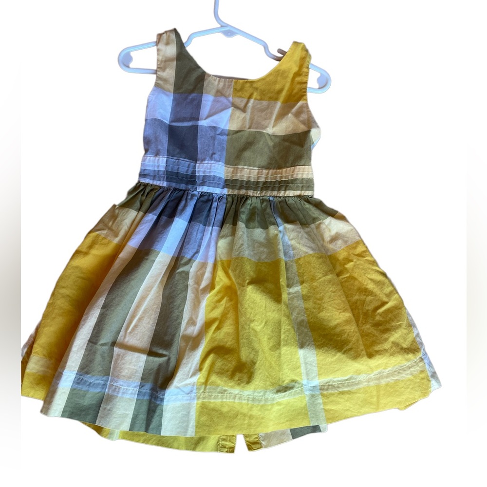 Burberry Kids Plaid Dress in Yellow and Blue